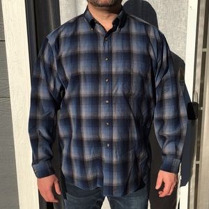 Sir Pendleton blue grey plaid dress shirt.
